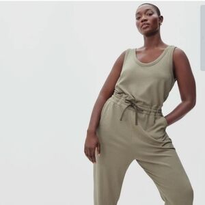 EVERLANE tan organic cotton The French Terry Jumpsuit  romper S